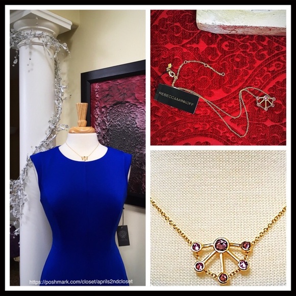 REBECCA MINKOFF PURPLE JEWELED GOLD NECKLACE A3C - Picture 5 of 7